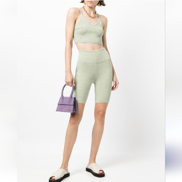 9. NWT ANNA QUAN BOBBY RIB KNIT SHORTS IN SAGE SIZE XS - Picture 3 of 5